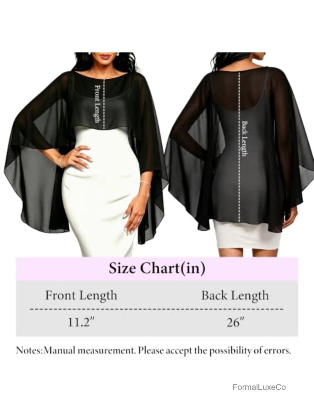 Silky Chiffon Shawl Wrap Evening Wedding Capelet Cover Up - Picture 5 of 5